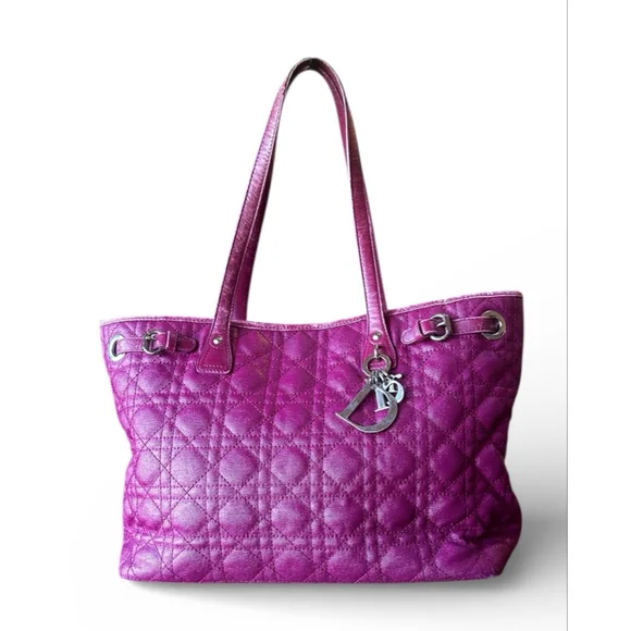 Christian Dior Cannage Panarea Magenta Quilted Tote Bag w/ COA - Picture 1 of 16